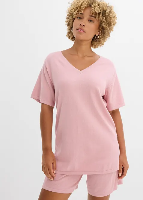 T-shirt en maille fine avec du lin, bonprix