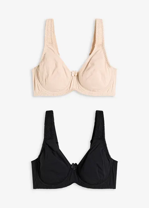 Lot de 2 soutiens-gorge moulés avec armatures avec coton, bonprix
