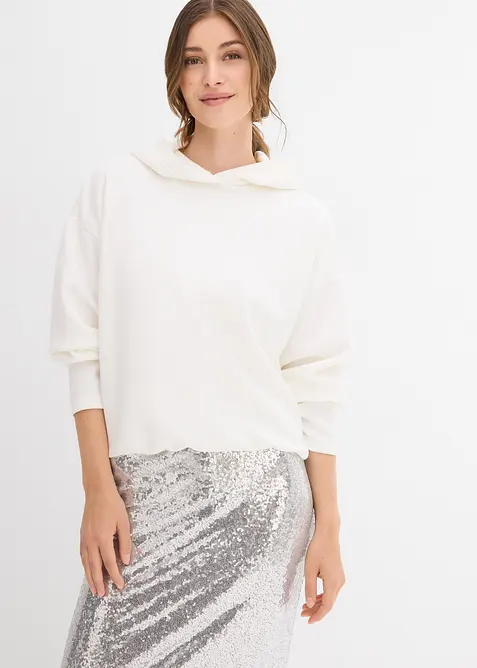 Sweat à capuche légèrement brillant en viscose mélangée, bonprix