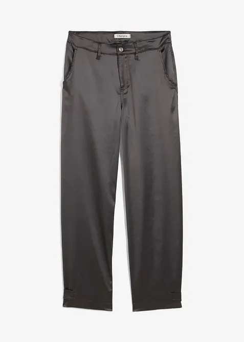 Pantalon barrel en satin fluide, bonprix