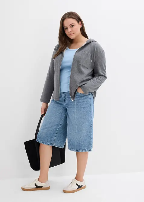 Sweat zippé à capuche avec polyester recyclé, bonprix