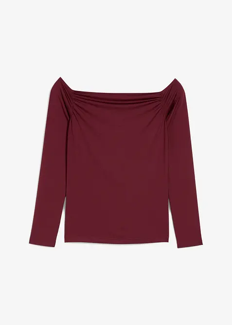 T-shirt col Bardot en jersey léger, bonprix