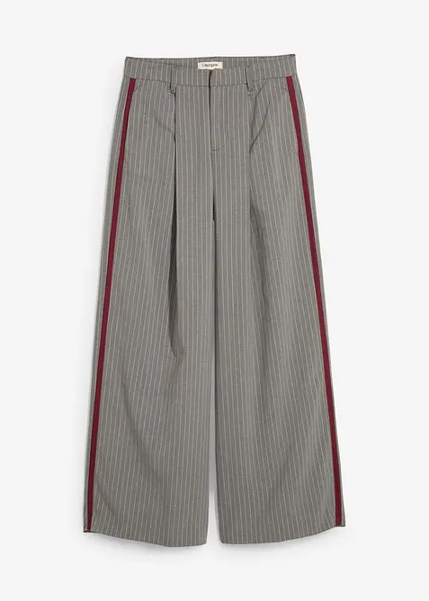 Pantalon à pinces et galon contrastant, bonprix