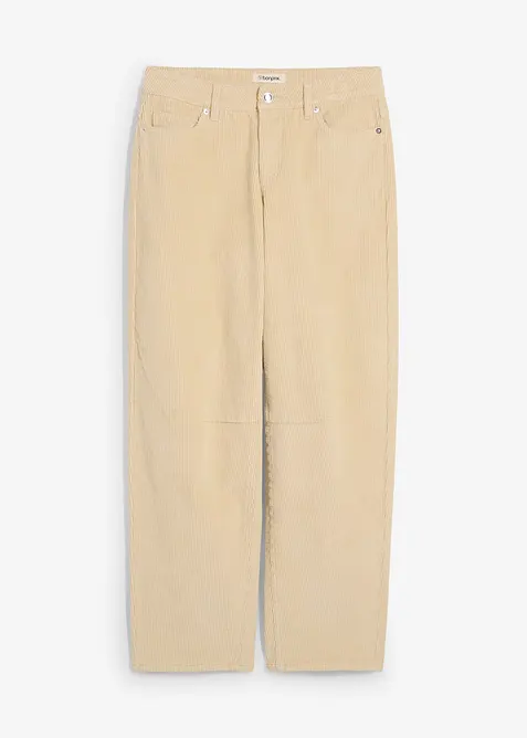 Pantalon barrel en velours côtelé, taille mi-haute, bonprix