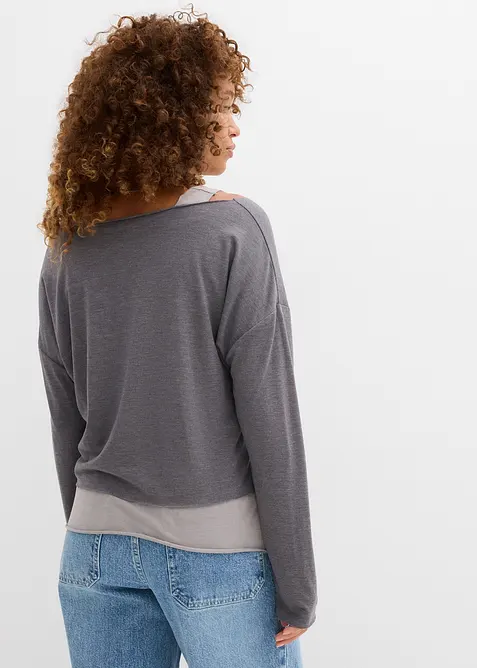 Top et T-shirt manches longues en jersey (ens. 2 pces), bonprix