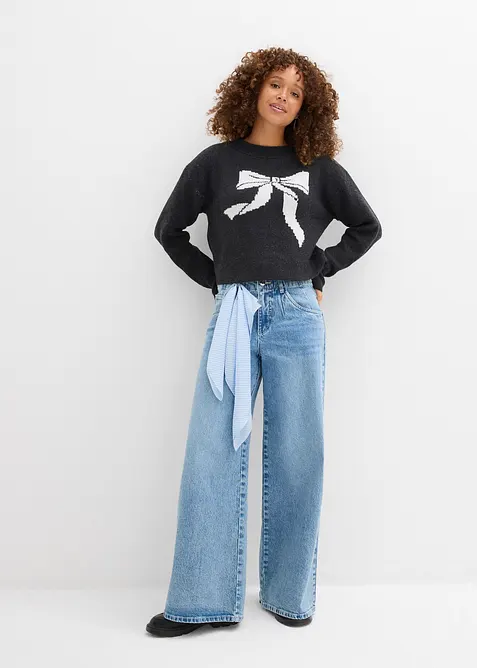 Pull en maille avec nœud, bonprix