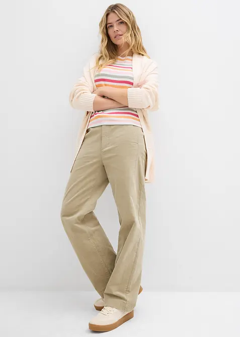 Pantalon en velours côtelé, coton extensible, bonprix