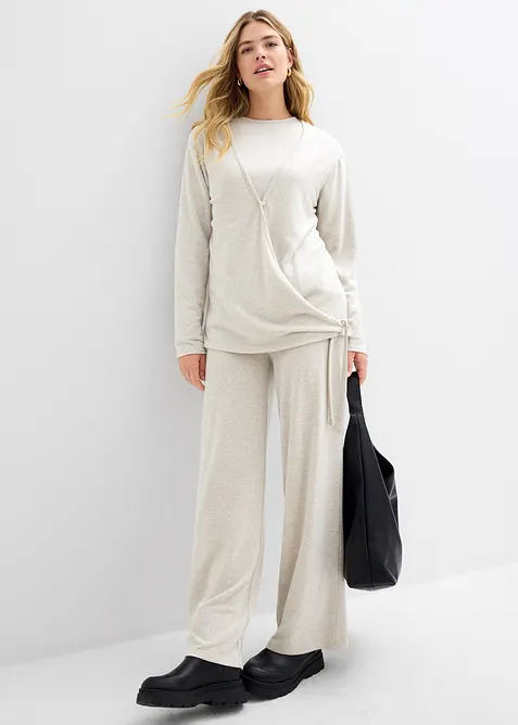 Gilet cache-cœur aspect maille, bonprix