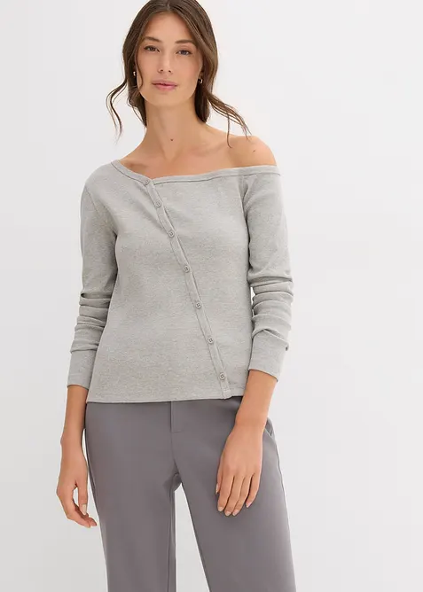 T-shirt manches longues côtelé, bonprix