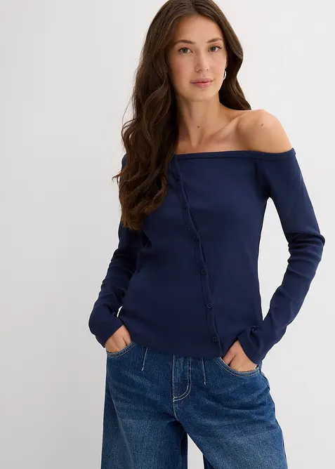 T-shirt manches longues côtelé, bonprix