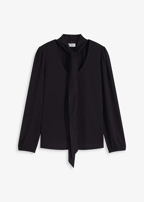 T-shirt manches longues texturé à lavallière amovible, bonprix