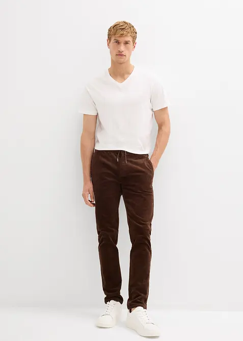 Pantalon jogger en velours côtelé extensible, Regular, bonprix