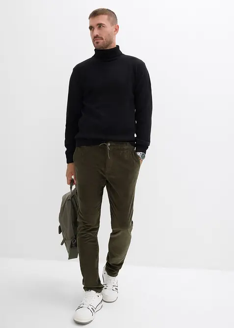 Pantalon jogger en velours côtelé extensible, Regular, bonprix