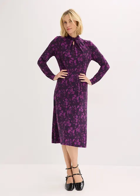 Robe midi à col montant, bonprix