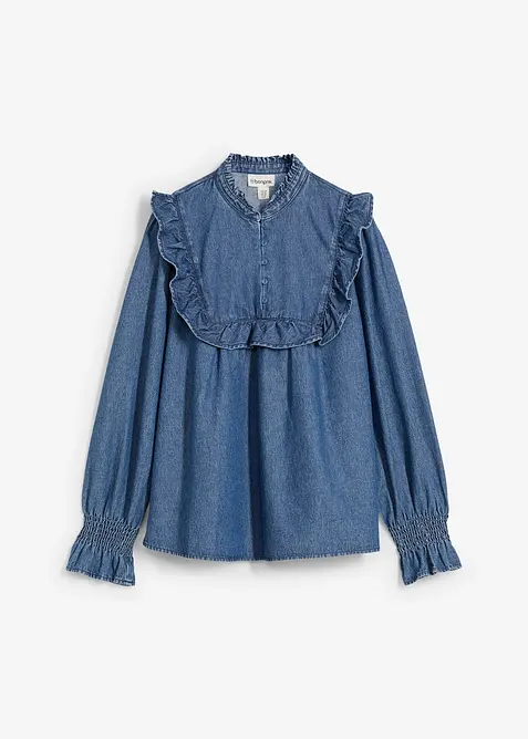 Blouse en jean à volants, bonprix