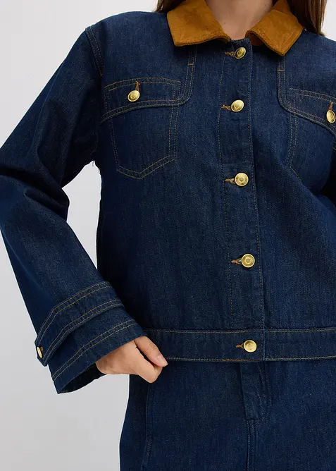 Veste en jean à col en velours côtelé, bonprix