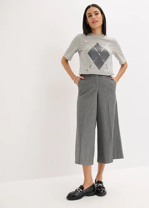 T-shirt manches coudes avec imprim&eacute; et sequins, bonprix