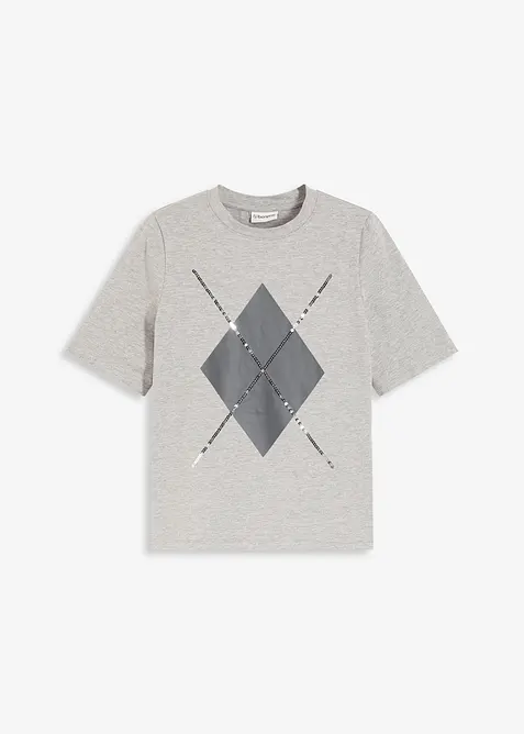 T-shirt manches coudes avec imprim&eacute; et sequins, bonprix