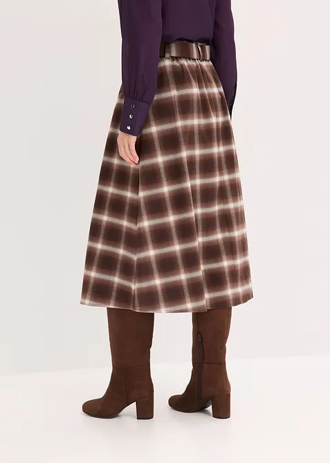 Jupe plissée à carreaux avec ceinture (ens. 2 pces), bonprix