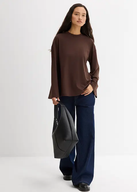 T-shirt manches longues en matière fluide, bonprix