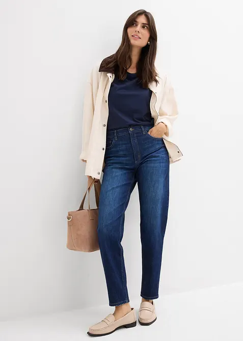 Jean mom taille haute, cropped, bonprix