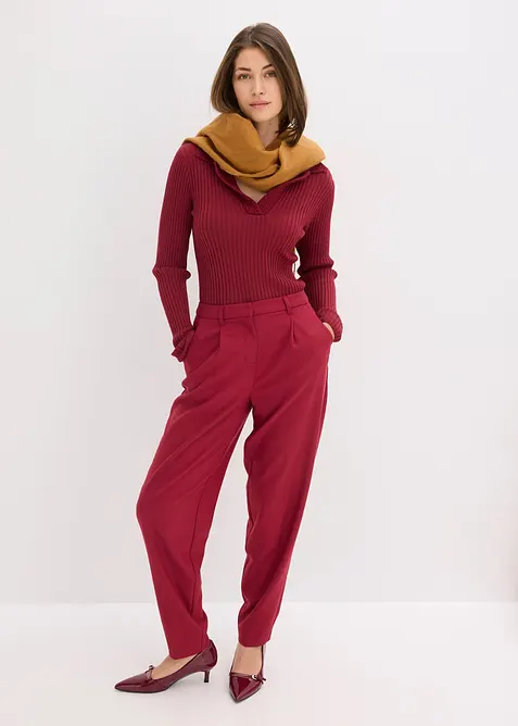 Pull en fine maille à col polo contrastant, bonprix