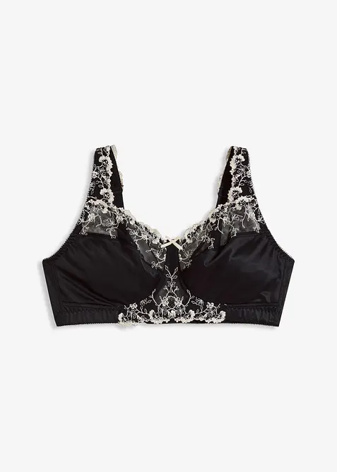 Soutien-gorge de maintien sans armatures, bretelles rembourrées et broderies, bonprix
