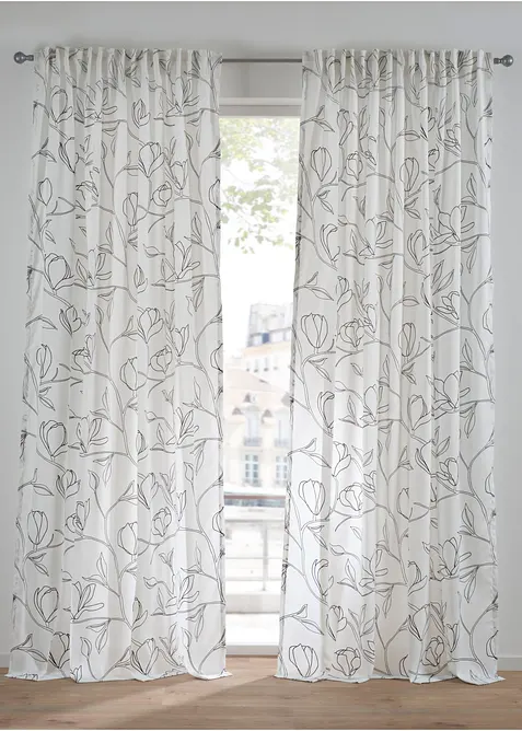 Voilage en polyester recyclé à imprimé feuillage (1 pce), bonprix