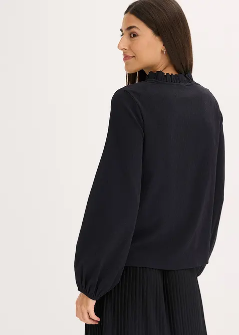 Blouse manches longues à col volanté, bonprix