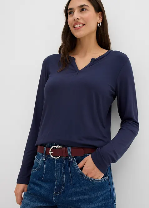T-shirt manches longues en viscose extensible, bonprix