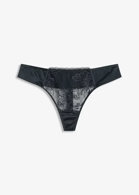 String avec dentelle délicate et effet brillant, bonprix