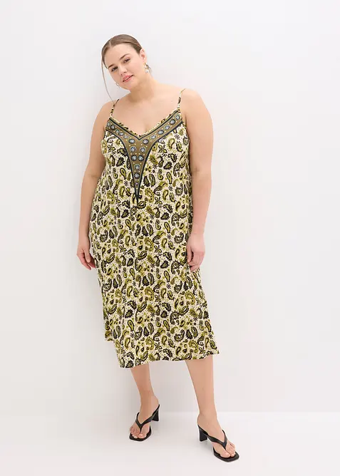 Robe à fines bretelles en viscose extensible, bonprix