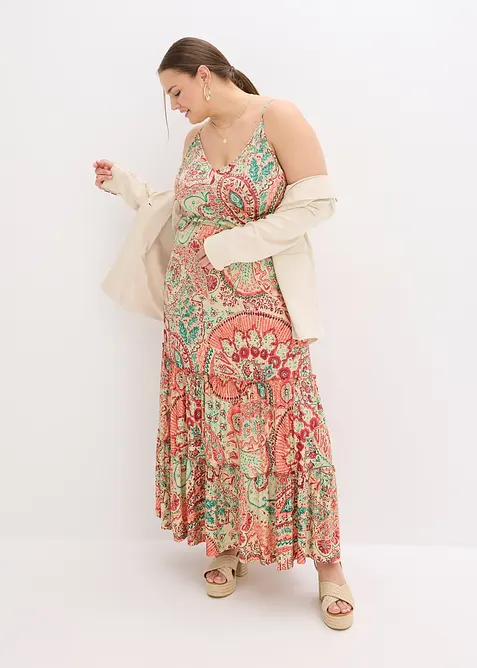 Robe à fines bretelles en jersey viscose extensible, bonprix