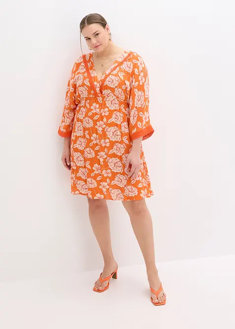 Robe-tunique en viscose texturée avec dentelle, bonprix