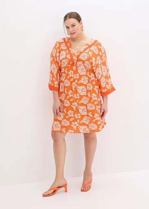 Robe-tunique en viscose texturée avec dentelle, bonprix