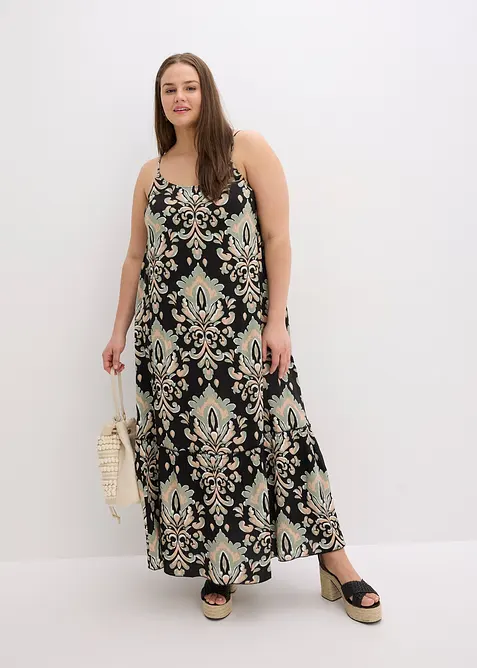 Robe à bretelles en viscose texturée, bonprix