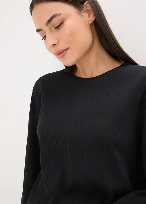 Pyjama avec haut côtelé et pantalon ample, bonprix