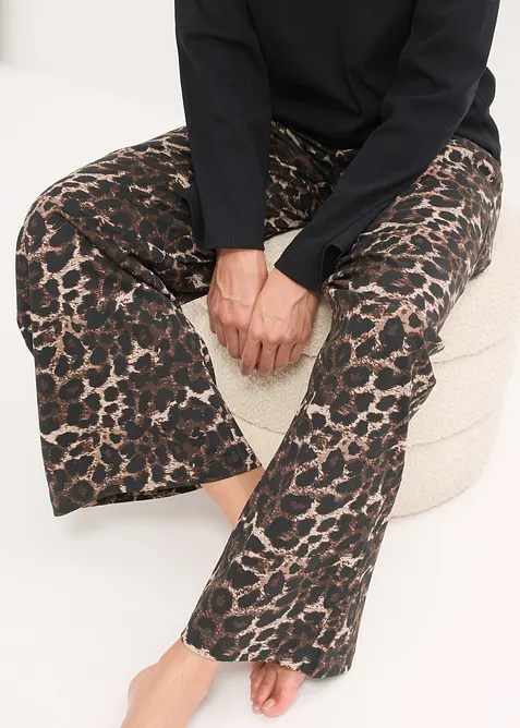 Pyjama avec haut côtelé et pantalon ample, bonprix