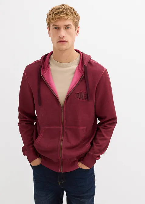 Sweat zippé à capuche, aspect délavé, bonprix