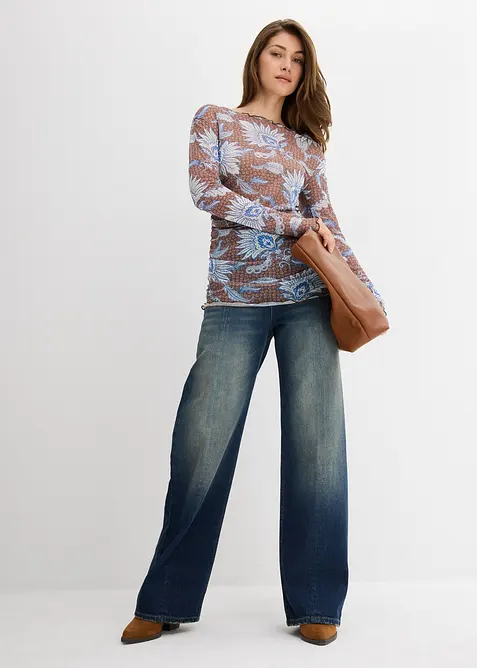 T-shirt manches longues en mesh fin, bonprix