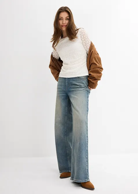 T-shirt manches longues en dentelle, bonprix