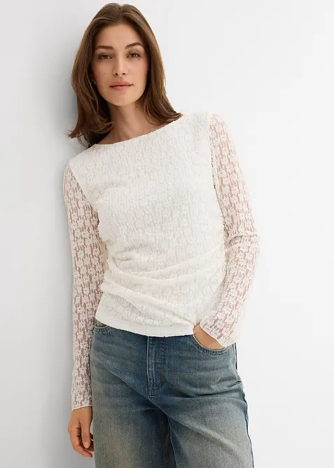 T-shirt manches longues en dentelle, bonprix