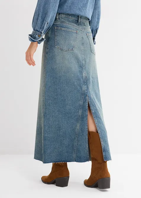 Jupe longue en jean, taille mi-haute, bonprix
