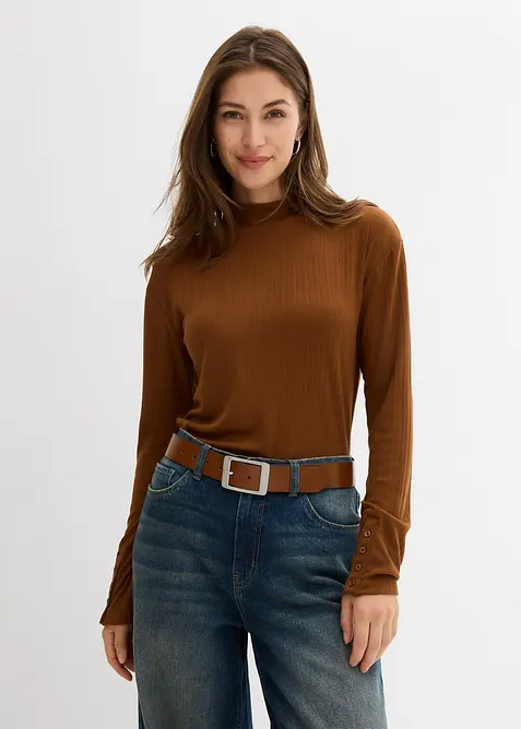 T-shirt manches longues côtelé, bonprix