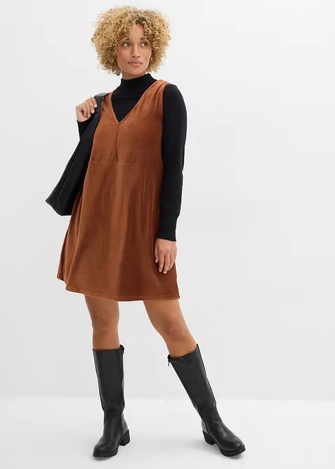 Robe chasuble en jersey velours côtelé, bonprix