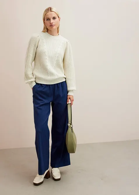 Pantalon palazzo aspect laine, bonprix