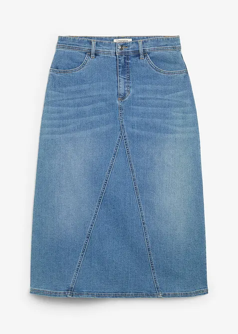 Jupe en jean extensible, taille haute, bonprix