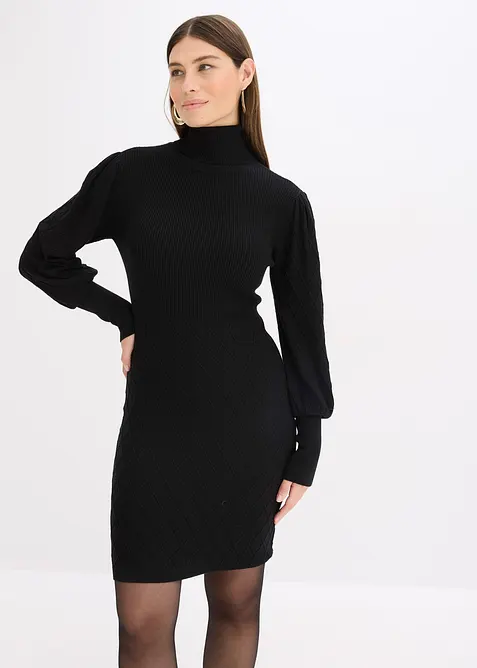 Robe en maille à col roulé, bonprix