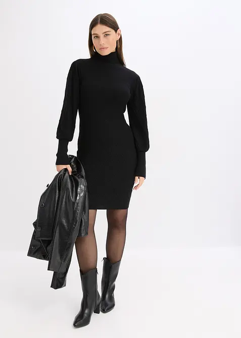 Robe en maille à col roulé, bonprix