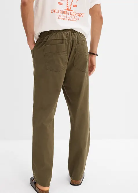 Pantalon taille extensible classique en coton léger, droit, bonprix